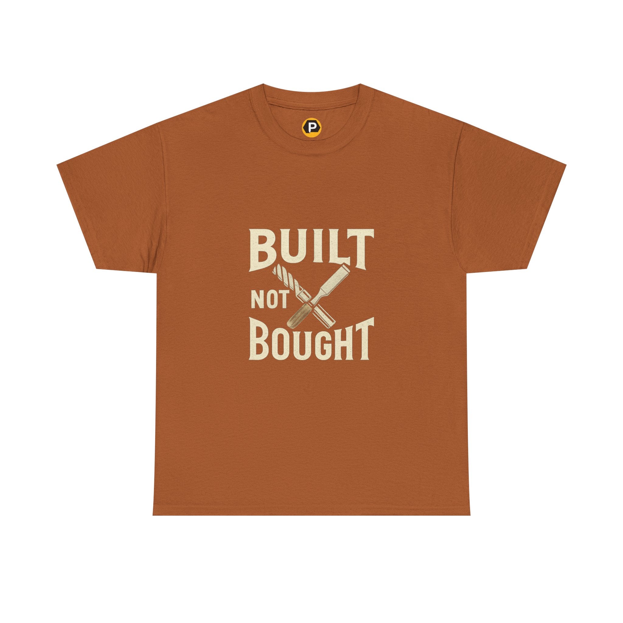 "Built Not Bought" Unisex Heavy Cotton Tee - Gift for DIY Enthusiasts, Work Shirt, Casual Wear, Summer Outfit, Motivational Tee