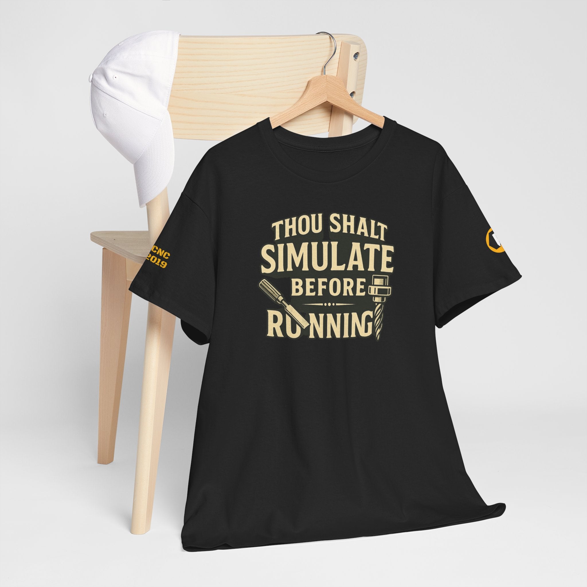 Funny Running Tee - 'Thou Shalt Simulate Before Running', Unisex Cotton Shirt, Gift for Runners, Workout Humor, Activewear