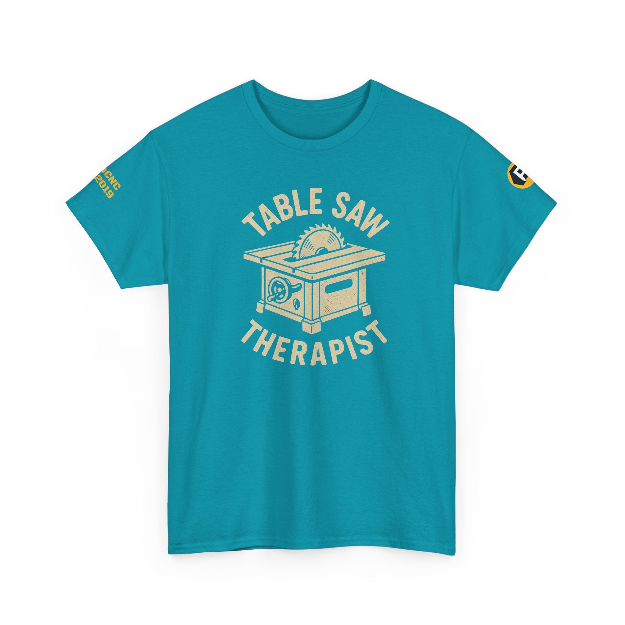 Table Saw Therapist Unisex Heavy Cotton Tee | Perfect for Woodworkers, Carpenters, DIY Gifts, Craft Enthusiasts, Workshop Apparel