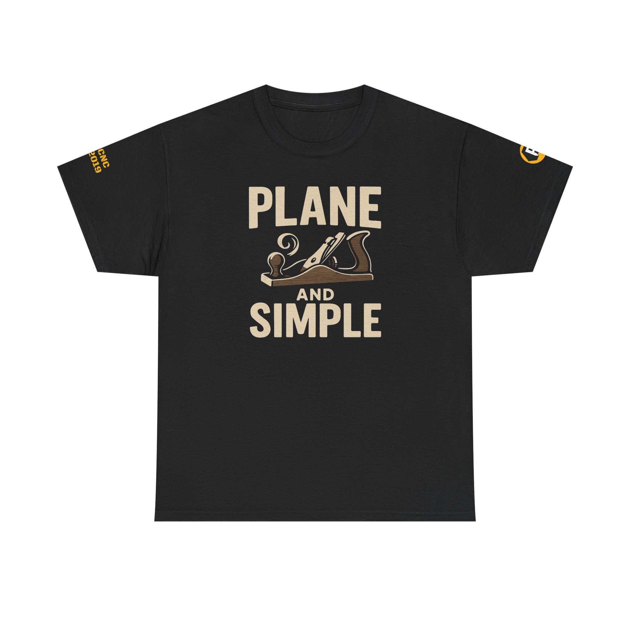 Woodworking-Themed Unisex Heavy Cotton Tee, Perfect for DIY Enthusiasts, Gift for Carpenters, Casual Wear, Plane and Simple Design