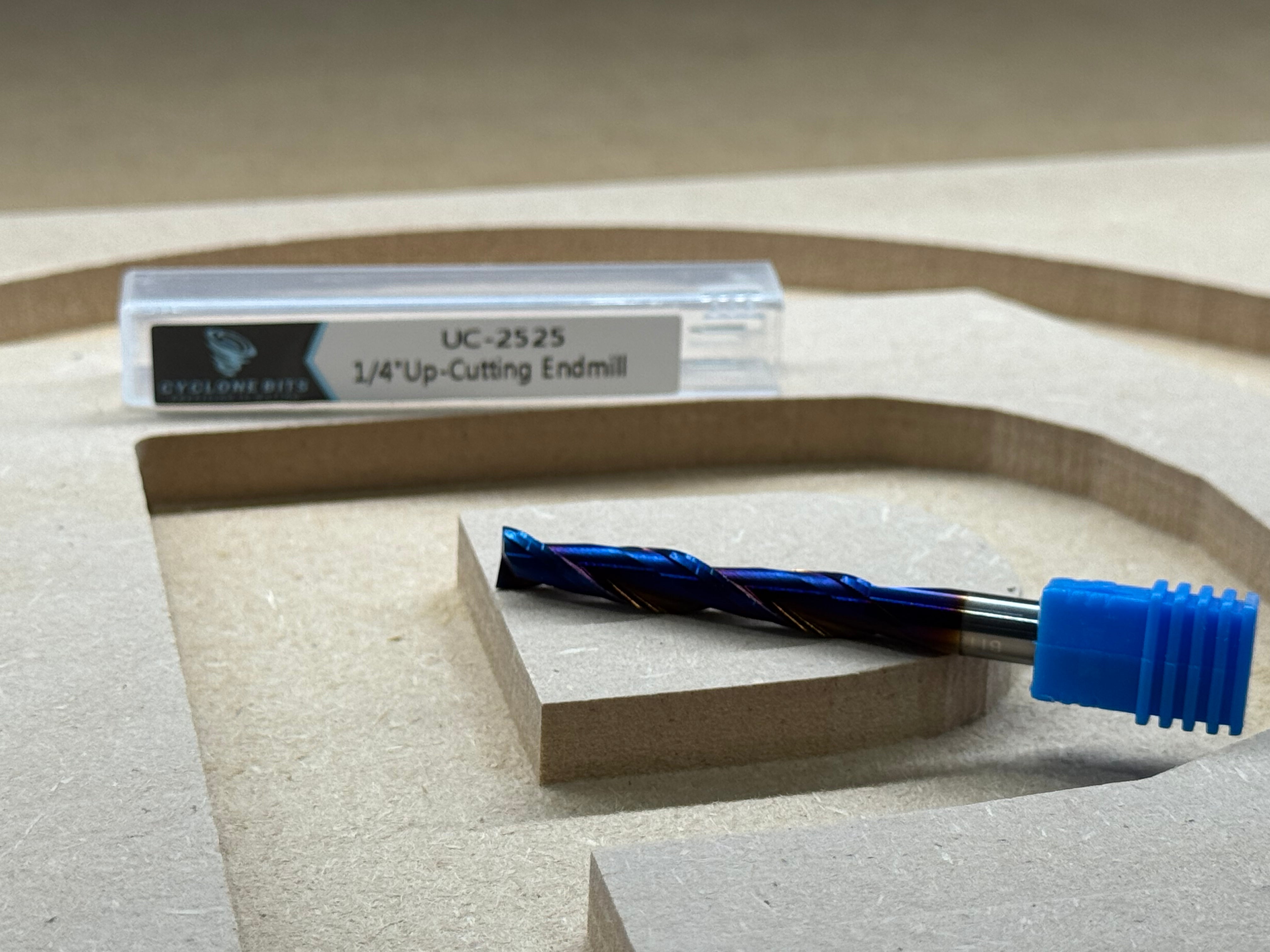 ¼" Up-Cut End Mill – Nano Blue Coated Tungsten Carbide (2-Flute)